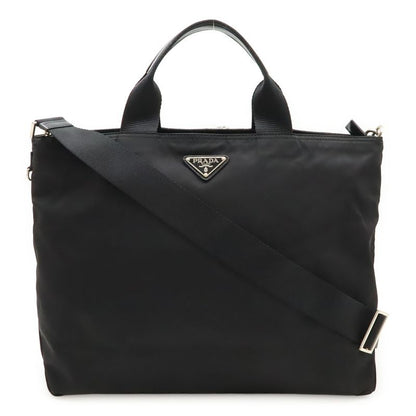 Prada Triangle Logo Tote Bag 2way Shoulder Bag Crossbody Nylon Leather Nero