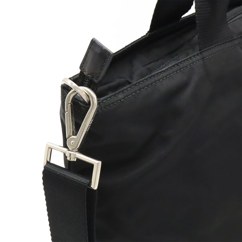 Prada Triangle Logo Tote Bag 2way Shoulder Bag Crossbody Nylon Leather Nero