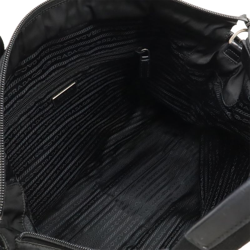 Prada Triangle Logo Tote Bag 2way Shoulder Bag Crossbody Nylon Leather Nero