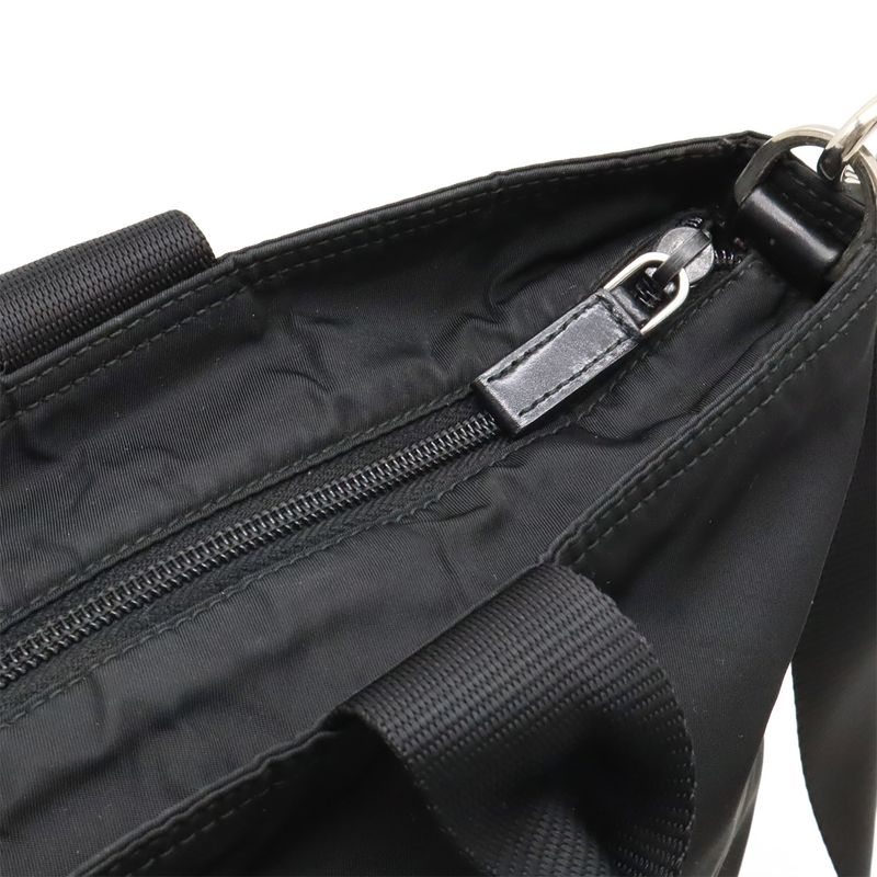 Prada Triangle Logo Tote Bag 2way Shoulder Bag Crossbody Nylon Leather Nero