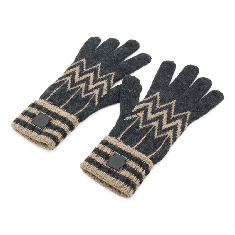 Louis Vuitton Karakoram Knit Gloves 100% Cashmere Leather Gray Beige Men's