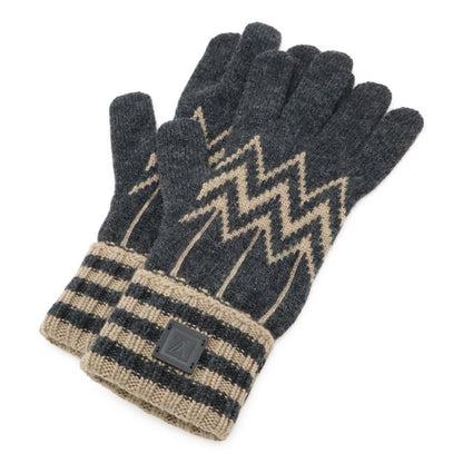 Louis Vuitton Karakoram Knit Gloves 100% Cashmere Leather Gray Beige Men's