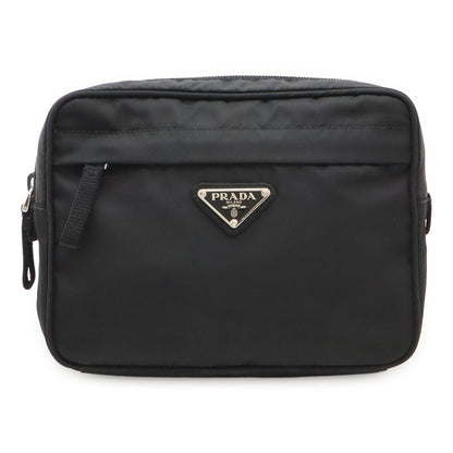 Prada Triangle Logo Waist Pouch Body Bag Nylon Nero Black Silver Hardware