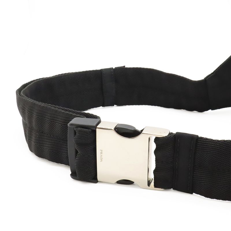 Prada Triangle Logo Waist Pouch Body Bag Nylon Nero Black Silver Hardware