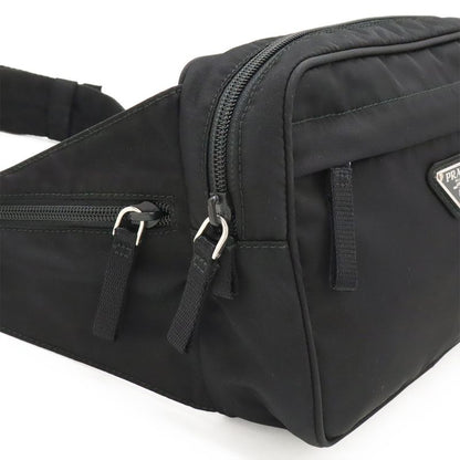 Prada Triangle Logo Waist Pouch Body Bag Nylon Nero Black Silver Hardware