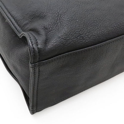 Fendi Ff Logo Tote Vertical 2way Shoulder Bag Shoulder Leather Black Silver