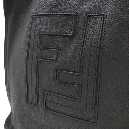 Fendi Ff Logo Tote Vertical 2way Shoulder Bag Shoulder Leather Black Silver