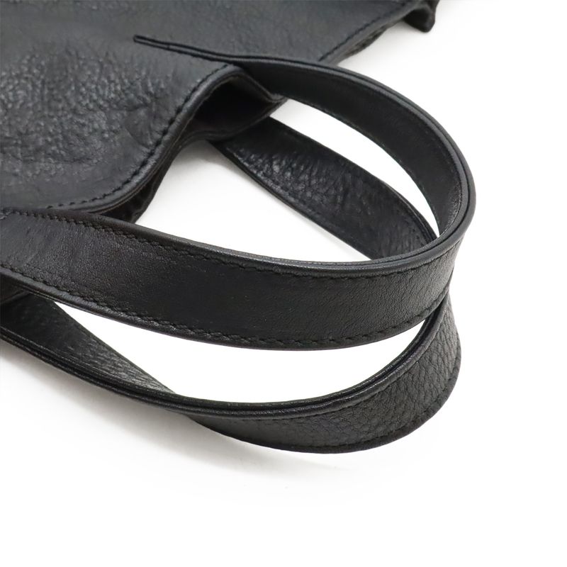 Fendi Ff Logo Tote Vertical 2way Shoulder Bag Shoulder Leather Black Silver