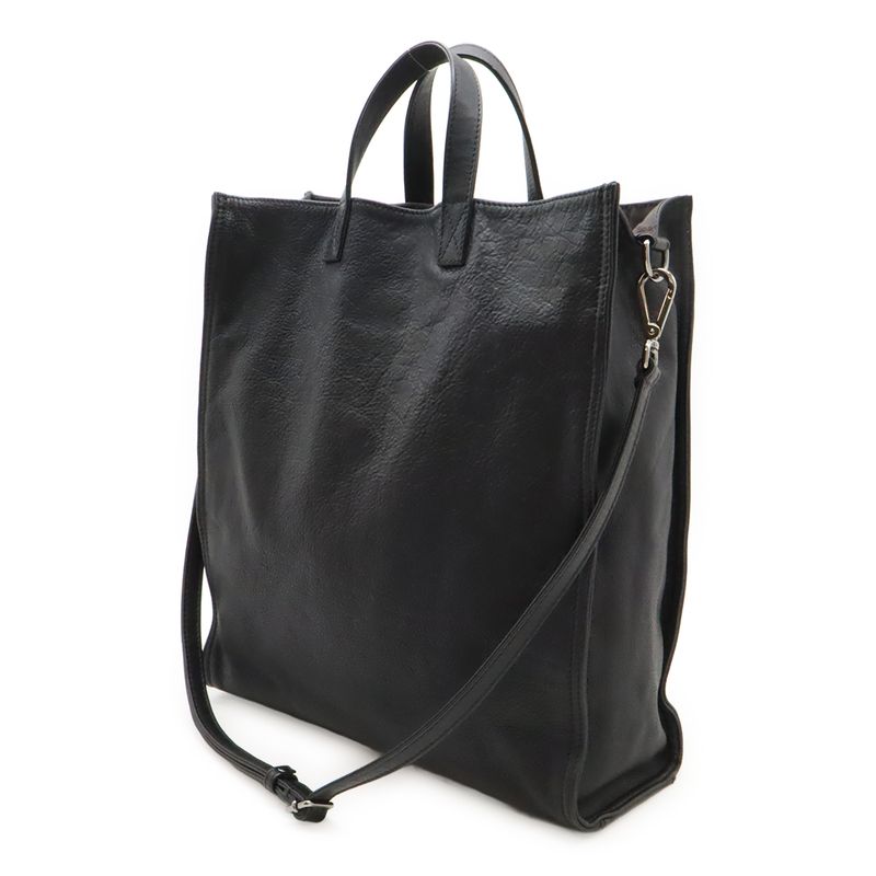 Fendi Ff Logo Tote Vertical 2way Shoulder Bag Shoulder Leather Black Silver