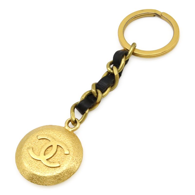 Chanel Coco CC Mark Vintage Round Chain Key Holder Key Ring Bag Charm GP