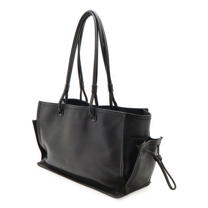 Loewe Shopper Tote Bag Shoulder Bag Shoulder Crown Studded Leather Black