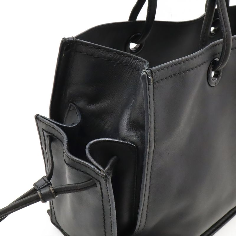 Loewe Shopper Tote Bag Shoulder Bag Shoulder Crown Studded Leather Black