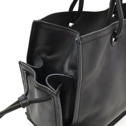 Loewe Shopper Tote Bag Shoulder Bag Shoulder Crown Studded Leather Black