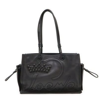 Loewe Shopper Tote Bag Shoulder Bag Shoulder Crown Studded Leather Black