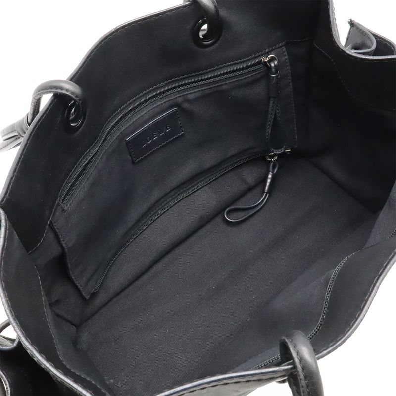 Loewe Shopper Tote Bag Shoulder Bag Shoulder Crown Studded Leather Black