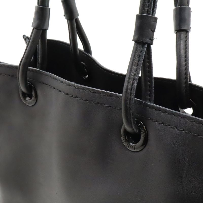 Loewe Shopper Tote Bag Shoulder Bag Shoulder Crown Studded Leather Black