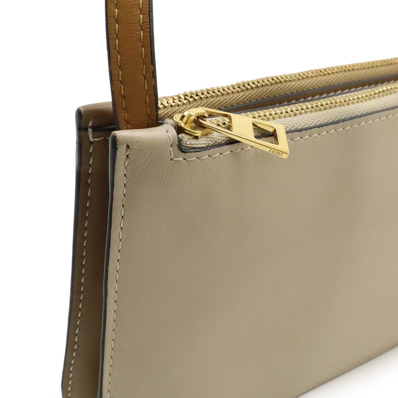 Loewe Anagram Gate Double Zip Pouch Pochette Shoulder Bag Leather Glazed Light