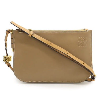 Loewe Anagram Gate Double Zip Pouch Pochette Shoulder Bag Leather Glazed Light