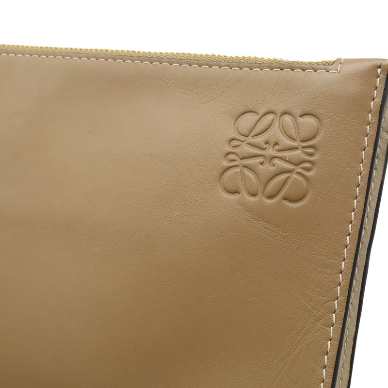 Loewe Anagram Gate Double Zip Pouch Pochette Shoulder Bag Leather Glazed Light