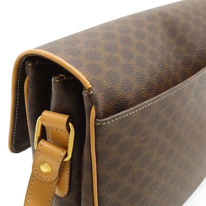 Celine Macadam Pattern Shoulder Bag Pochette Crossbody PVC Leather Dark Brown