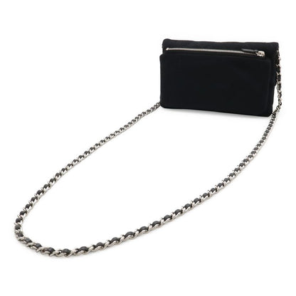 Chanel Matelasse Coco Mark Pochette Chain Shoulder Bag Cotton Black 2011
