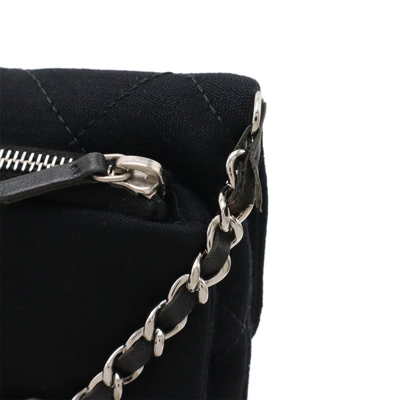 Chanel Matelasse Coco Mark Pochette Chain Shoulder Bag Cotton Black 2011