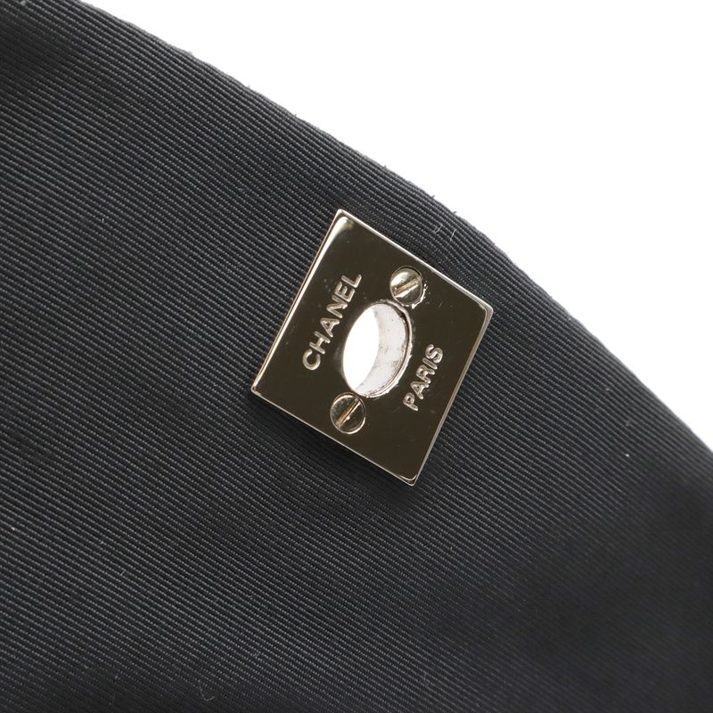 Chanel Matelasse Coco Mark Pochette Chain Shoulder Bag Cotton Black 2011