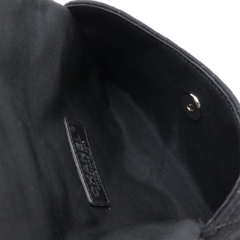 Chanel Matelasse Coco Mark Pochette Chain Shoulder Bag Cotton Black 2011