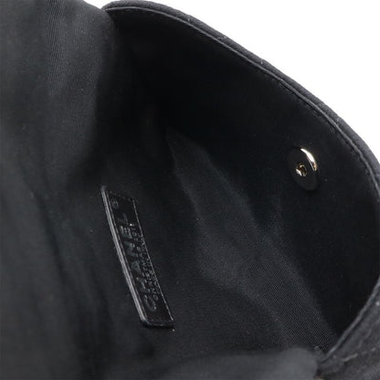 Chanel Matelasse Coco Mark Pochette Chain Shoulder Bag Cotton Black 2011