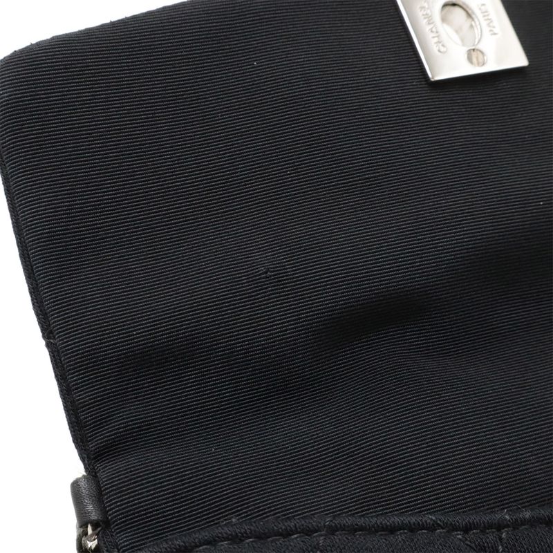 Chanel Matelasse Coco Mark Pochette Chain Shoulder Bag Cotton Black 2011