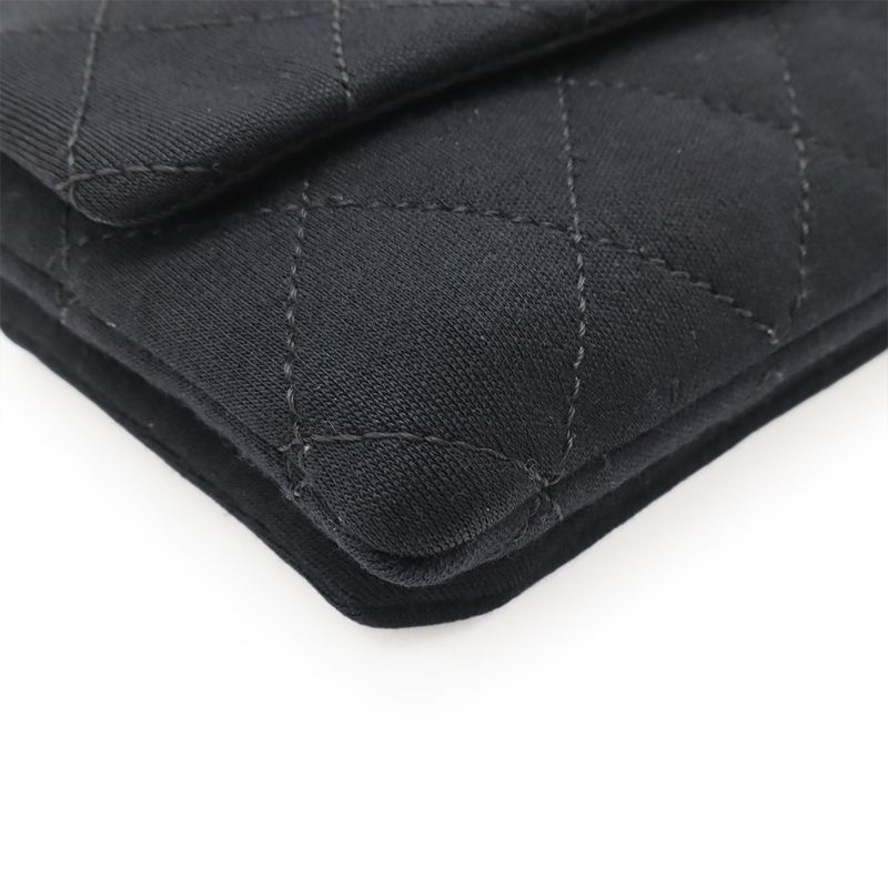 Chanel Matelasse Coco Mark Pochette Chain Shoulder Bag Cotton Black 2011