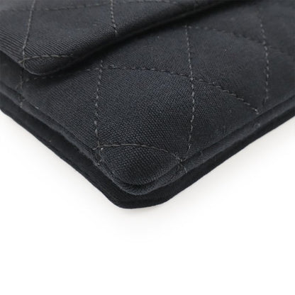 Chanel Matelasse Coco Mark Pochette Chain Shoulder Bag Cotton Black 2011