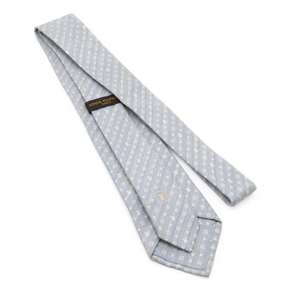 Louis Vuitton Monogram Striped Tie 75% Silk 25% Linen Light Blue M78570
