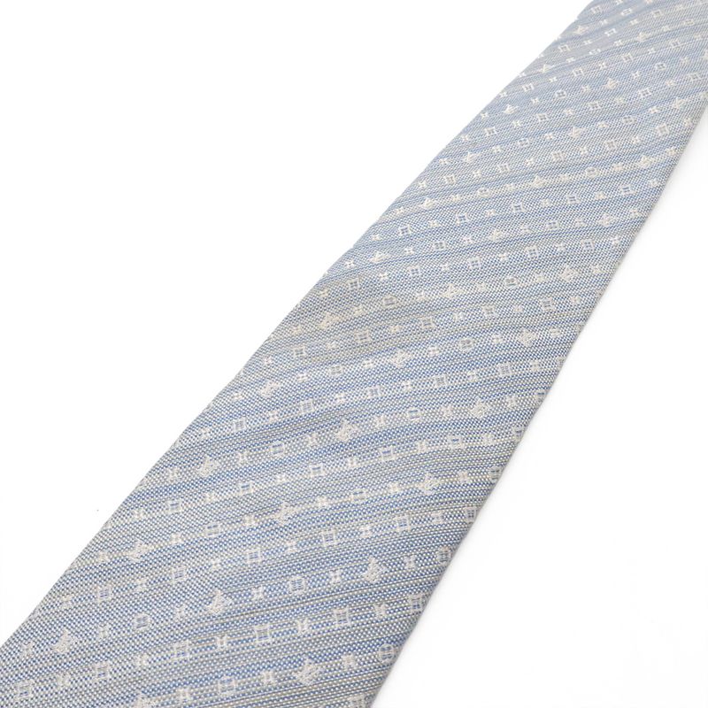 Louis Vuitton Monogram Striped Tie 75% Silk 25% Linen Light Blue M78570
