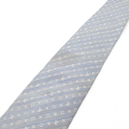 Louis Vuitton Monogram Striped Tie 75% Silk 25% Linen Light Blue M78570