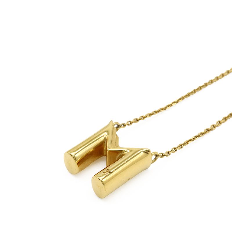 Louis Vuitton Necklace Lv&me M Initial Alphabet Pendant GP Gold M61068