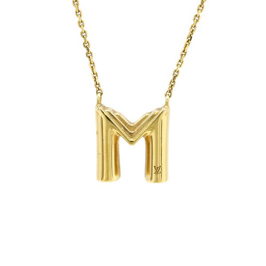 Louis Vuitton Necklace Lv&me M Initial Alphabet Pendant GP Gold M61068