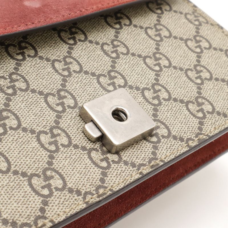 Gucci Dionysus GG Blooms Chain Bag Shoulder Bag Taiga Head PVC Suede Beige