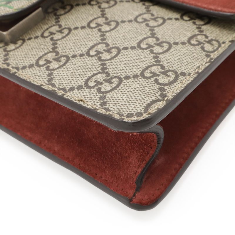 Gucci Dionysus GG Blooms Chain Bag Shoulder Bag Taiga Head PVC Suede Beige