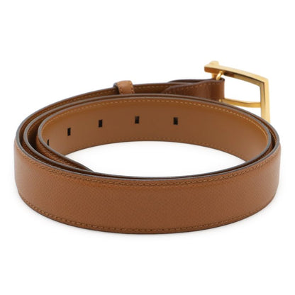 Bvlgari Logo Square Buckle Belt Leather Light Brown Gold Hardware Actual Size