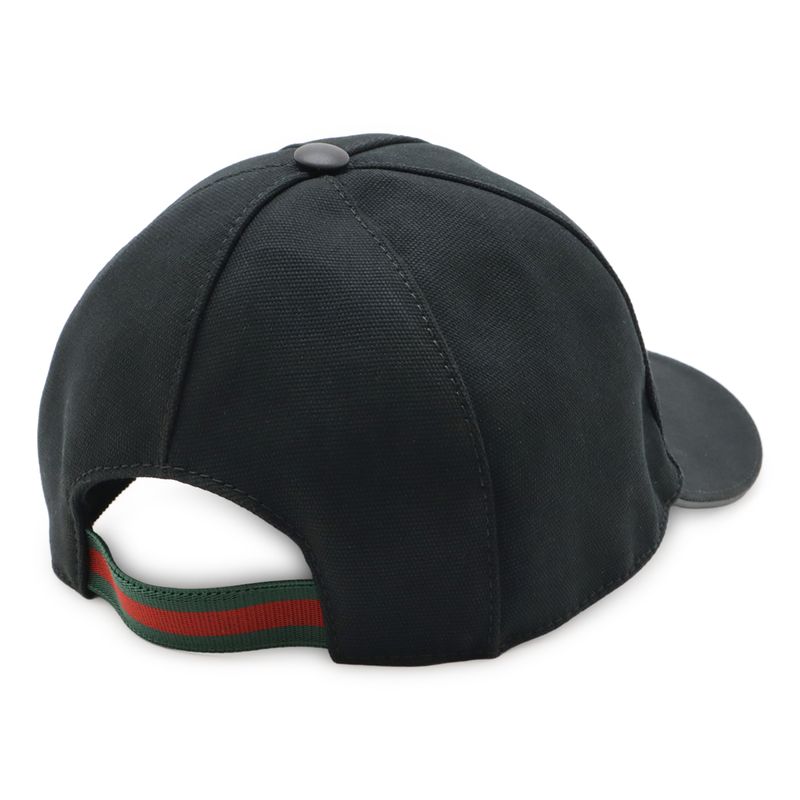 Gucci Interlocking G GG Logo Baseball Cap Hat Cotton Canvas Black L Size 387554