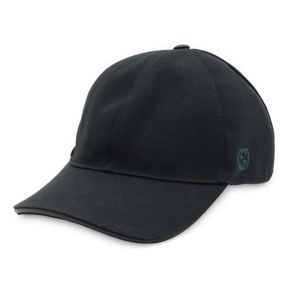 Gucci Interlocking G GG Logo Baseball Cap Hat Cotton Canvas Black L Size 387554