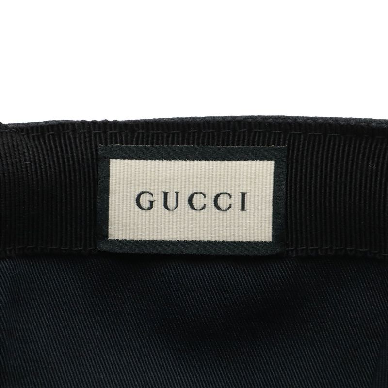 Gucci Interlocking G GG Logo Baseball Cap Hat Cotton Canvas Black L Size 387554