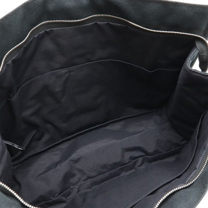 Hermes Fourre Tout Clutch Bag Second Bag Pouch Canvas Leather Black Gray