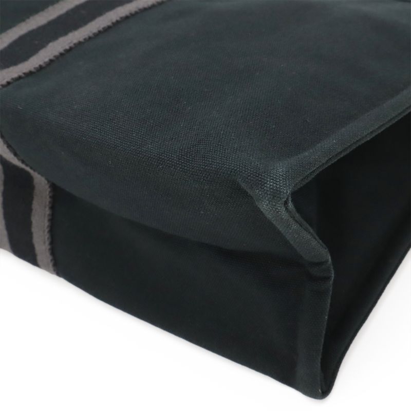 Hermes Fourre Tout Clutch Bag Second Bag Pouch Canvas Leather Black Gray