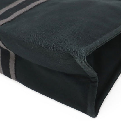 Hermes Fourre Tout Clutch Bag Second Bag Pouch Canvas Leather Black Gray