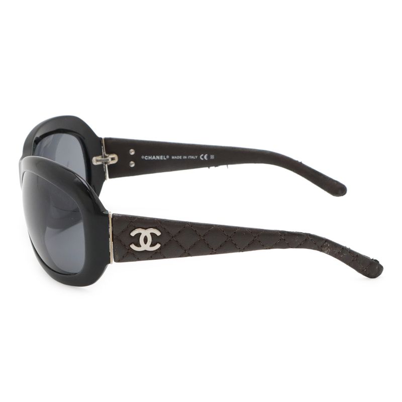 Chanel Coco Matelasse Sunglass Es Eyewear Leather Smo Cles Nz Black Brown Silver
