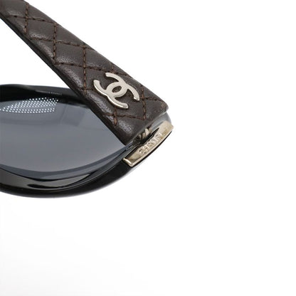 Chanel Coco Matelasse Sunglass Es Eyewear Leather Smo Cles Nz Black Brown Silver