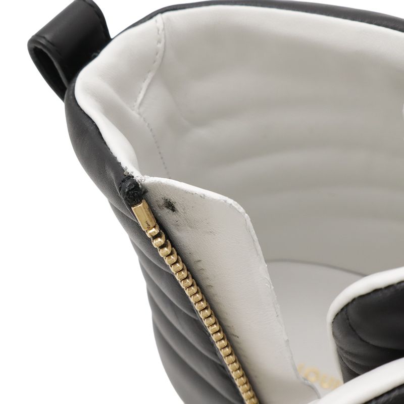 Louis Vuitton Stella Line Sneakers Logo Shoes High Cut Side Zip Leather Black