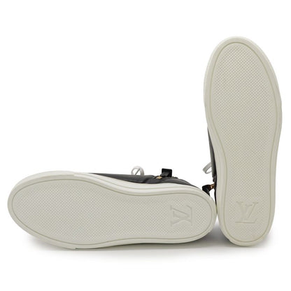 Louis Vuitton Stella Line Sneakers Logo Shoes High Cut Side Zip Leather Black